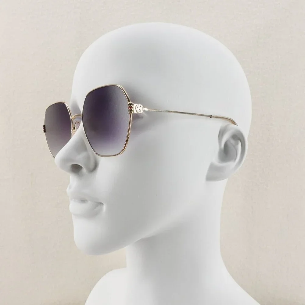 Gucci GG1285 Square Sunglasses Gold Gray OS